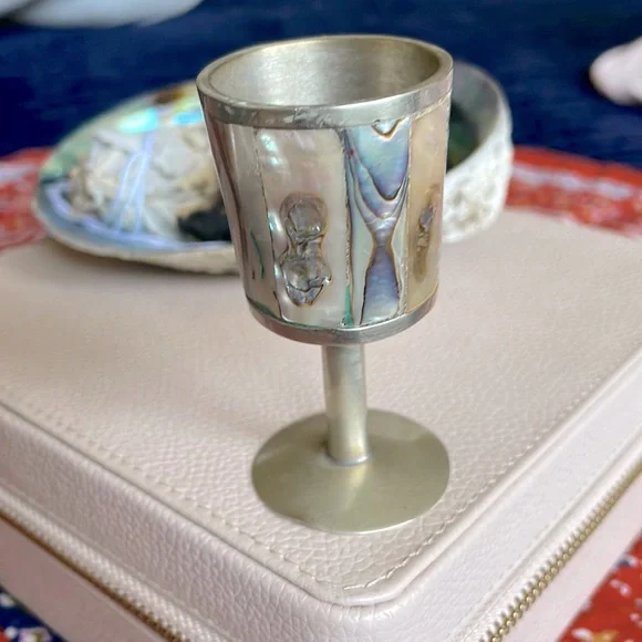 💖sold nfs💖Alpaca sterling cup with abalone - Picture 1 of 7